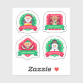 Feestelijke cartoon kerst sticker collectie (Vel)
