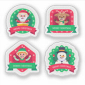 Feestelijke cartoon kerst sticker collectie (Voorkant)