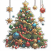 Feestelijke Cartoon Kerstboom Sticker (Voorkant)