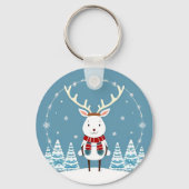 Feestelijke Cartoon rendier met sjaal Sleutelhanger (Achterkant)