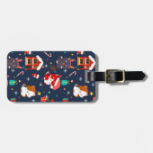 Feestelijke Cartoon Santa Cat Celebration Bagagelabel (Voorkant horizontaal)