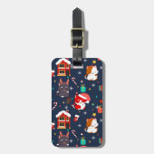 Feestelijke Cartoon Santa Cat Celebration Bagagelabel (Voorkant verticaal)