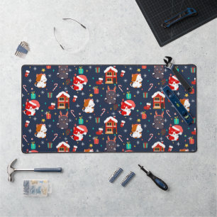 Feestelijke Cartoon Santa Cat Celebration Bureaumat