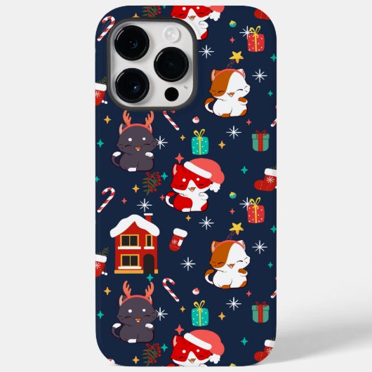 Feestelijke Cartoon Santa Cat Celebration Case-Mate iPhone Case (Achterkant)