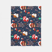 Feestelijke Cartoon Santa Cat Celebration Fleece Deken (Voorkant)