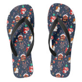 Feestelijke Cartoon Santa Cat Celebration Teenslippers (Voetbed)