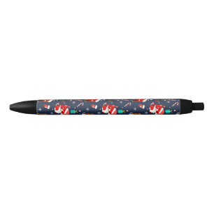 Feestelijke Cartoon Santa Cat Celebration Zwarte Inkt Pen