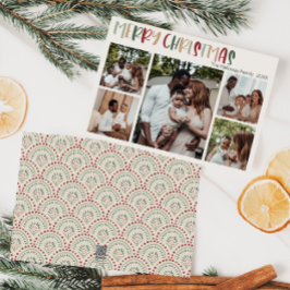 Feestelijke Casual Kleurrijke Kerstmis Vijf Foto 5 Feestdagenkaart