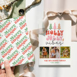 Feestelijke Casual Retro Kerstfoto Feestdagenkaart<br><div class="desc">Feestelijke Casual Retro Kerst Foto Vakantie Kaart</div>