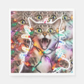 Feestelijke Cat Christmas Party servetten (Voorkant)