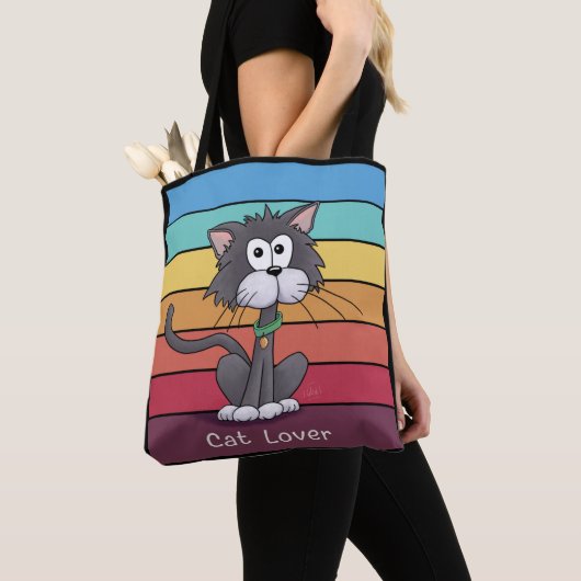 Feestelijke Cat Lover Canvas tas (Dichtbij)