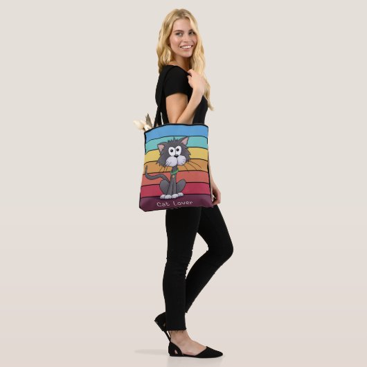 Feestelijke Cat Lover Canvas tas (Op model)