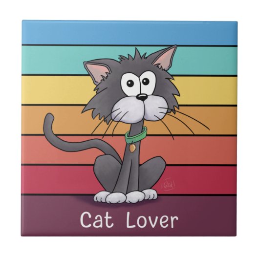 Feestelijke Cat Lover Keramische Tegel Tegeltje (Voorkant)