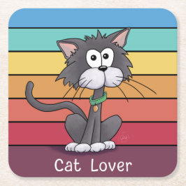 Feestelijke Cat Lover Vierkante Papier Onderzetter