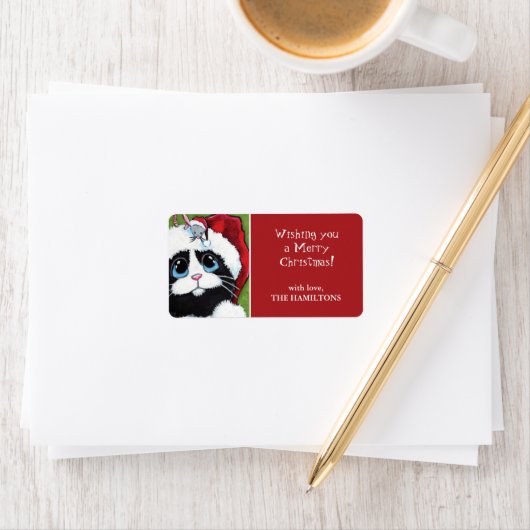 Feestelijke Cat & Mouse Kerstcadeau Label Labels (Insitu)