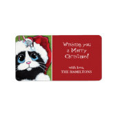 Feestelijke Cat & Mouse Kerstcadeau Label Labels (Voorkant)