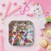 Feestelijke Cat Paper Bord met vakantielichten (Feest)