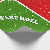 Feestelijke C'est Noel op rood wit en groen Cadeaupapier (Hoek)