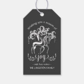 Feestelijke Chalkboard Christmas Rendier Joy Cadeaulabel (Voorkant)