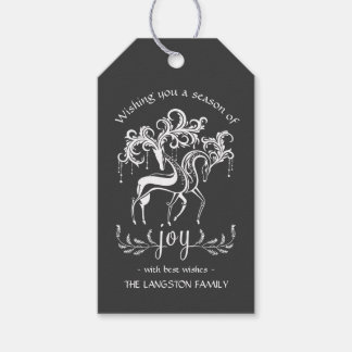 Feestelijke Chalkboard Christmas Rendier Joy Cadeaulabel