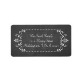 Feestelijke Chalkboard stijl Swirly Border Etiket (Voorkant)