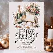 Feestelijke Champagne Sip en Paint Christmas Kaart