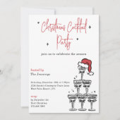 Feestelijke Champagne Tower Kerstcocktailparty Kaart (Voorkant)