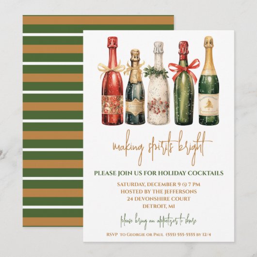 Feestelijke Champagnederij Party Kaart (Voorkant / Achterkant)