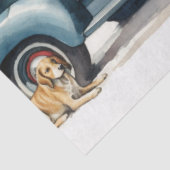 Feestelijke  Charm: Kerstwagen & Honden Tissuepapier (Detail)