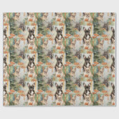Feestelijke Cheer Franse Bulldog Cadeaupapier (Vlak)