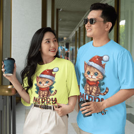 Feestelijke Cheer: Green Illustrative Merry Christ T-shirt