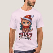 Feestelijke Cheer: Green Illustrative Merry Christ T-shirt (Voorkant)