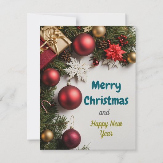 Feestelijke Cheer: Kerstmis en Nieuwjaar Groeten Feestdagenkaart (Voorkant)