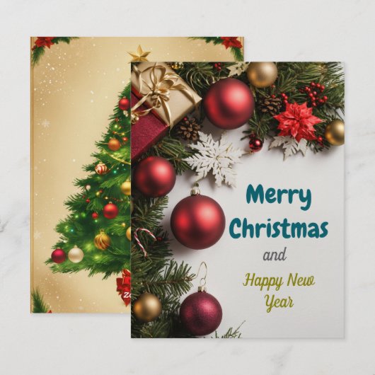 Feestelijke Cheer: Kerstmis en Nieuwjaar Groeten Feestdagenkaart (Voorkant / Achterkant)