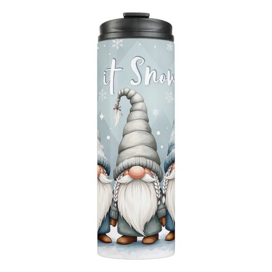 Feestelijke Cheer - Let It Snow Gnome Kerstmis Thermosbeker (Voorkant)
