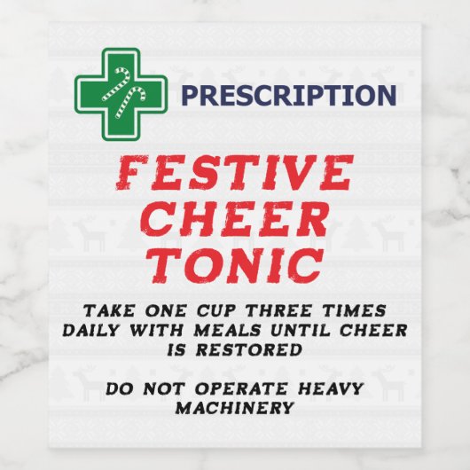 Feestelijke Cheer Tonic Recept Wijnflesetiket Wijn Etiket (Enkel label)