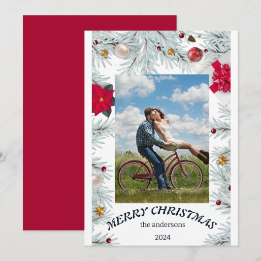 "Feestelijke Cheer: Vrolijke Kerstvakantie Kaart" Feestdagenkaart (Voorkant / Achterkant)