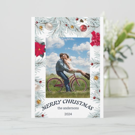 "Feestelijke Cheer: Vrolijke Kerstvakantie Kaart" Feestdagenkaart (Staand voorkant)