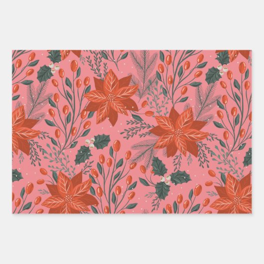 Feestelijke Cheetah Roze Vakantie Gem Tone Inpakpapier Vel (Voorkant 2)