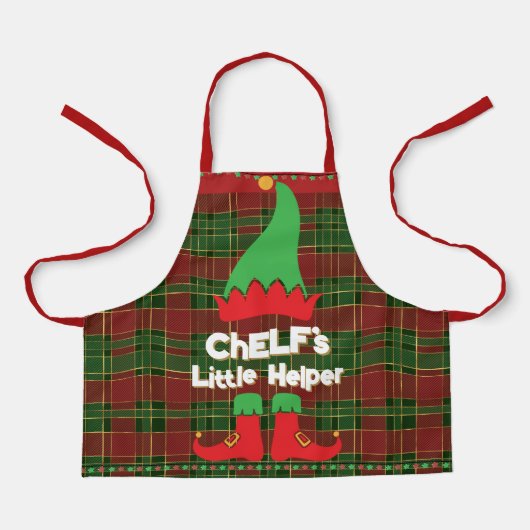 Feestelijke Chef Elf Little Helper Red Green Tarta Schort (Voorkant)