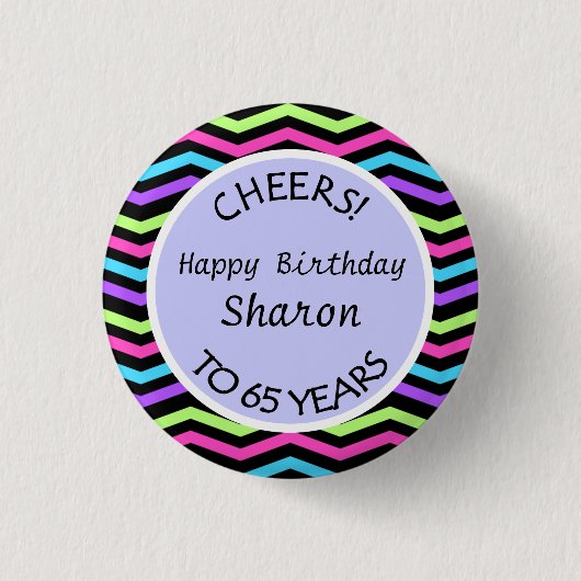 Feestelijke Chevron 65e verjaardag of Jubileum cad Ronde Button 3,2 Cm (Voorkant)