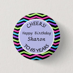 Feestelijke Chevron 65e verjaardag of Jubileum cad Ronde Button 3,2 Cm