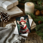 Feestelijke Chihuahua Kerstvakantie Ansichtkaart Feestdagenkaart