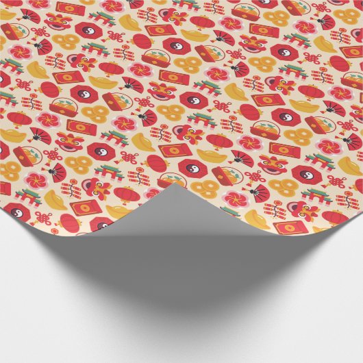 Feestelijke Chinese Nieuwjaar Lucky Symbols Cadeaupapier (Hoek)