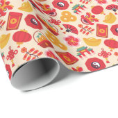 Feestelijke Chinese Nieuwjaar Lucky Symbols Cadeaupapier (Rol Hoek)