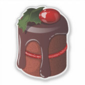 Feestelijke Chocolade Cranberry Mini Cake Sticker (Voorkant)
