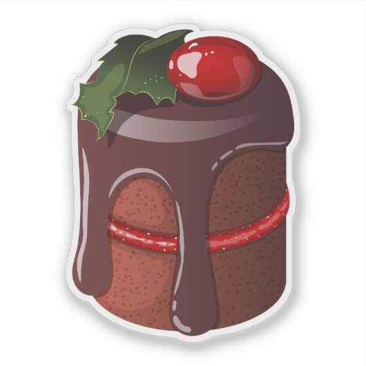 Feestelijke Chocolade Cranberry Mini Cake Sticker (Voorkant)