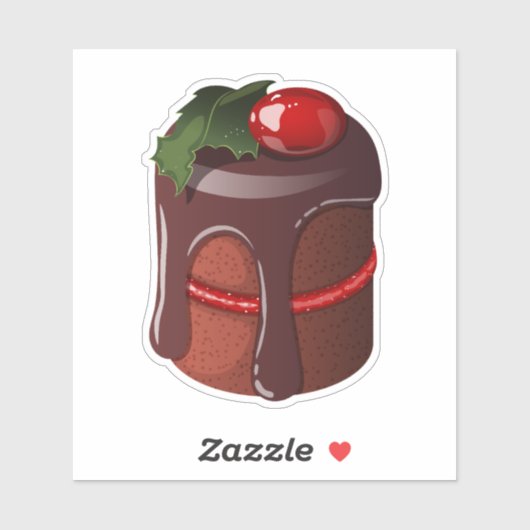 Feestelijke Chocolade Cranberry Mini Cake Sticker (Vel)