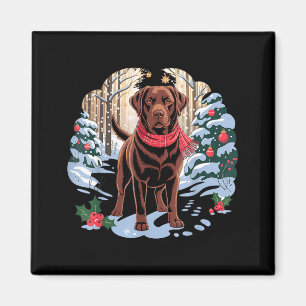 Feestelijke Chocolade Lab In Besneeuwd Bos Winter Magneet