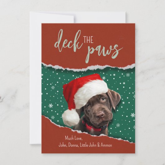 Feestelijke chocoladebruine labrador met kerstmann feestdagenkaart (Voorkant)